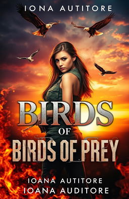 A romantic military-themed cover for a novel titled 'Birds of Prey' by Ioana Auditore