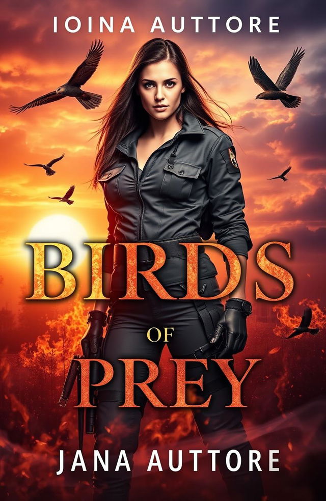 A romantic military-themed cover for a novel titled 'Birds of Prey' by Ioana Auditore