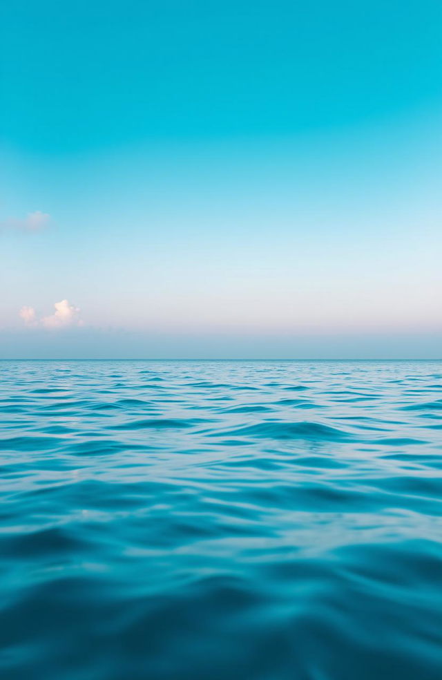 A breathtaking view of a tranquil sea merging seamlessly with a clear blue sky