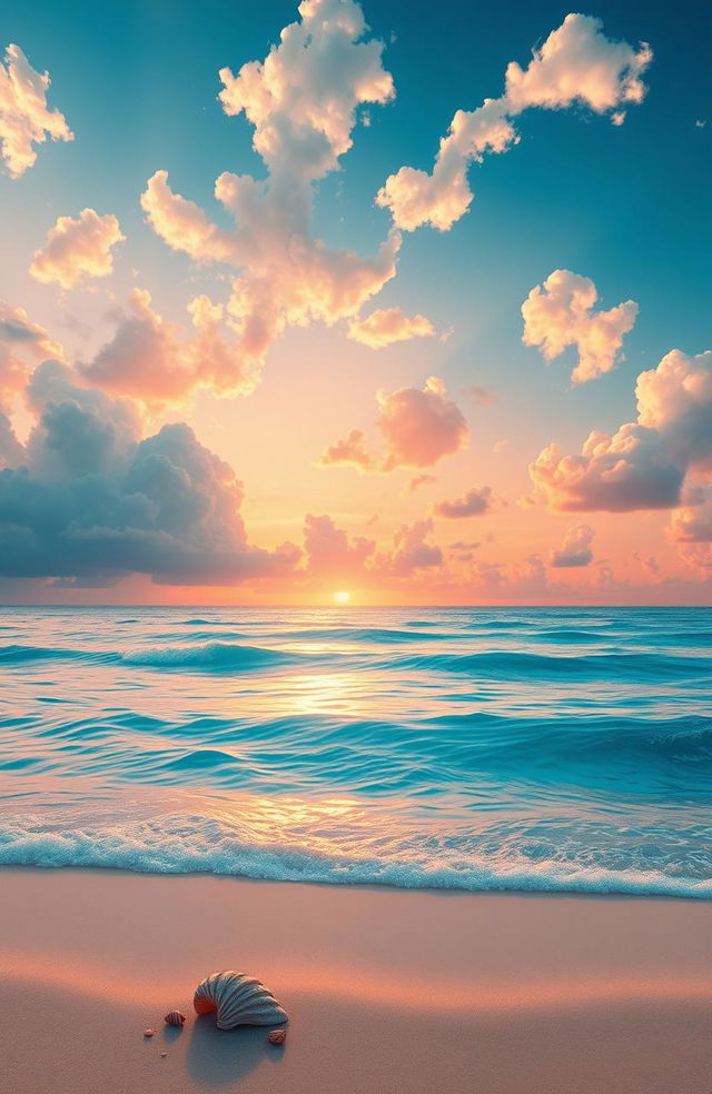 A stunning digital artwork depicting a vibrant sea and sky