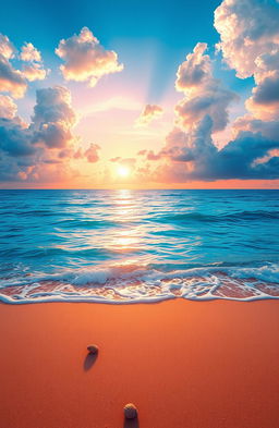 A stunning digital artwork depicting a vibrant sea and sky