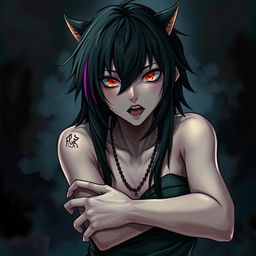 An artistic representation of an emo character with expressive features, showcasing a mix of angst and individuality