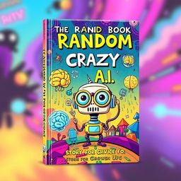 A whimsical and surreal book cover design for a fictional title 'The Random Book of Crazy A