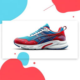 A vibrant sports shoe cover design featuring a sleek sneaker