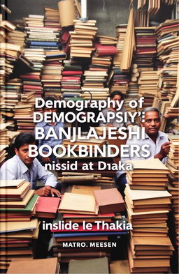 A photographic book cover featuring the title "Demography of Bangladeshi Bookbinders Inside Dhaka" prominently displayed