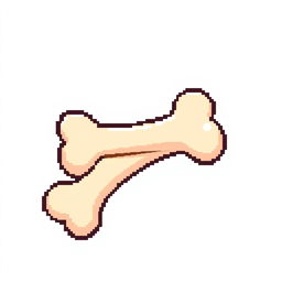 A small bone, illustrated in pixel art style, with a charming and simplistic appearance