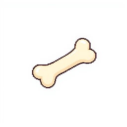 A small bone, illustrated in pixel art style, with a charming and simplistic appearance