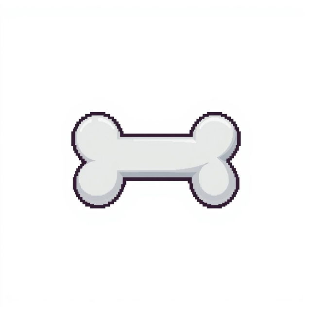 A small gray bone, illustrated in pixel art style, with a distinct and charming appearance