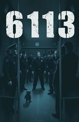 A dark and moody scene depicting a prison environment inspired by the themes of the book '613'