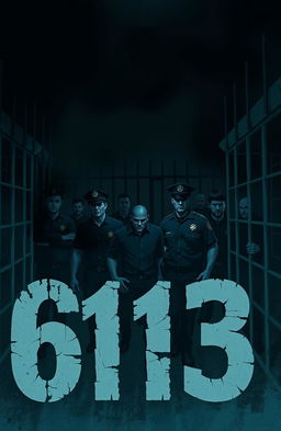 A dark and moody scene depicting a prison environment inspired by the themes of the book '613'