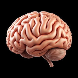 A hyper-realistic illustration of a human brain, showcasing intricate details of its structure, including the cerebral cortex, sulci, and gyri