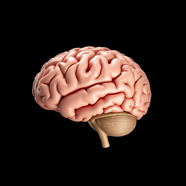 A hyper-realistic illustration of a human brain, showcasing intricate details of its structure, including the cerebral cortex, sulci, and gyri