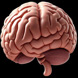 A hyper-realistic illustration of a human brain, showcasing intricate details of its structure, including the cerebral cortex, sulci, and gyri