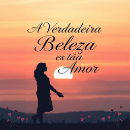 A stunning book cover design featuring the title "A Verdadeira Beleza Está no Amor" prominently displayed in an elegant script font
