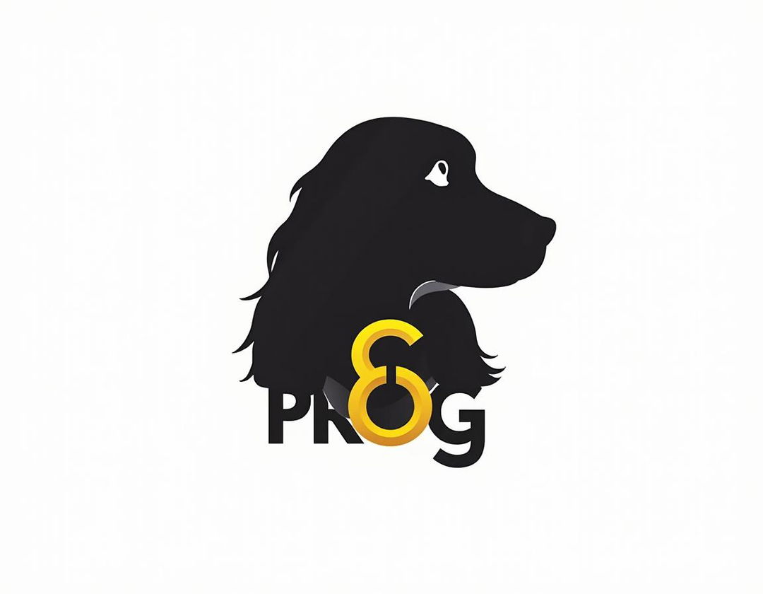 A professional logo design featuring a striking black and gold representation of a Cocker Spaniel's head, elegantly integrated with the text 'PROG'