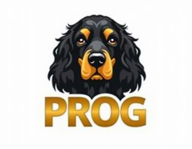 A professional logo featuring a sleek design of a Cocker Spaniel's head in gold and black