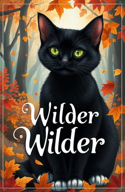 A cover illustration for a cat xenofiction book titled 'Wilder', featuring a semi-realistic magical style