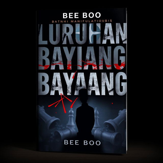 A striking book cover for the novel titled "Luruhan Bayang-Bayang" by BeeBoo