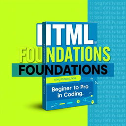 A visually engaging cover for a book titled 'HTML Foundations: From Beginner to Pro in Coding'