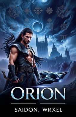 A captivating fantasy book cover featuring two heroic figures, Orion and Nyx, positioned side by side