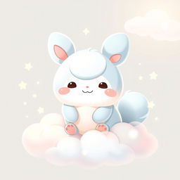 A cute and fluffy cartoon character resembling a puppy with long ears, big floppy ears and a cute, happy face