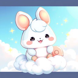 A cute and fluffy cartoon character resembling a puppy with long ears, big floppy ears and a cute, happy face