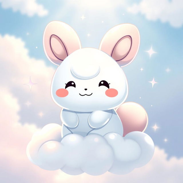 A cute and fluffy cartoon character resembling a puppy with long ears, big floppy ears and a cute, happy face