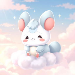 A cute and fluffy cartoon character resembling a puppy with long ears, big floppy ears and a cute, happy face