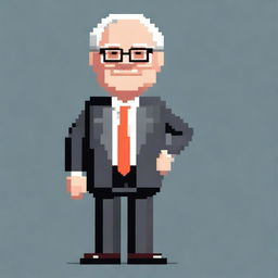 Create a detailed pixel-art character of Warren Buffet in full body view