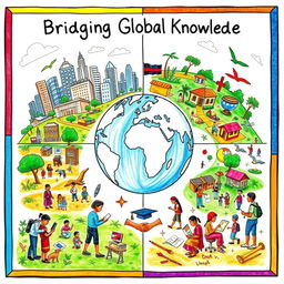 A visually engaging college drawing poster that represents the Global North and Global South