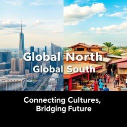 A professional and visually striking poster representing the themes of Global North and Global South
