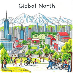 A detailed and artistic drawing representing the Global North