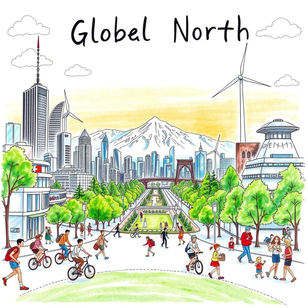 A detailed and artistic drawing representing the Global North