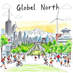 A detailed and artistic drawing representing the Global North