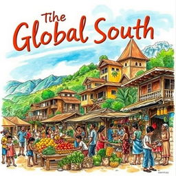 A detailed and vibrant drawing representing the Global South