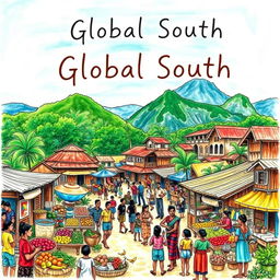A detailed and vibrant drawing representing the Global South