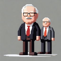 A full body, highly detailed and realistic pixel art character of Warren Buffet