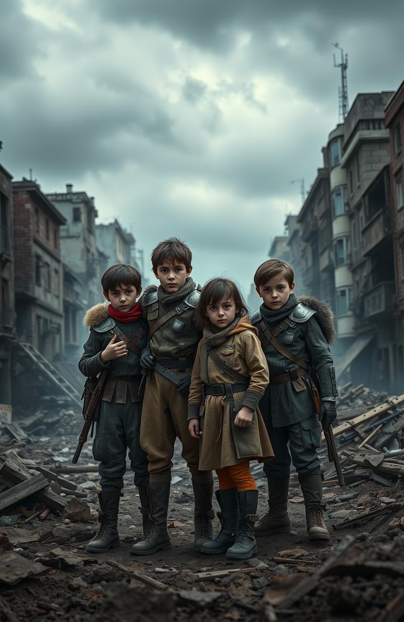 In a grim, dystopian world ravaged by war, a group of four young heroes stands united against a tyrannical regime that tears children from their families to serve as soldiers