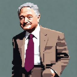 Create a full body realistic pixel art character of George Soros