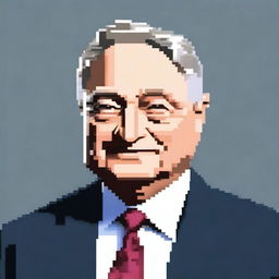 Create a full body realistic pixel art character of George Soros