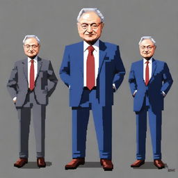 Create a full body realistic pixel art character of George Soros