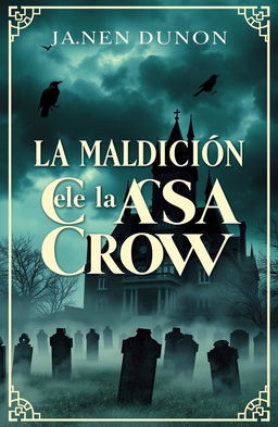 A captivating book cover titled 'La Maldición de la Casa Crow', set in the 1920s