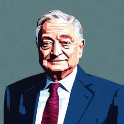 Generate a full body and highly detailed pixel art of George Soros, positioned facing towards the right