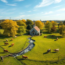 A large, square-shaped farm with a cozy house situated right in the center