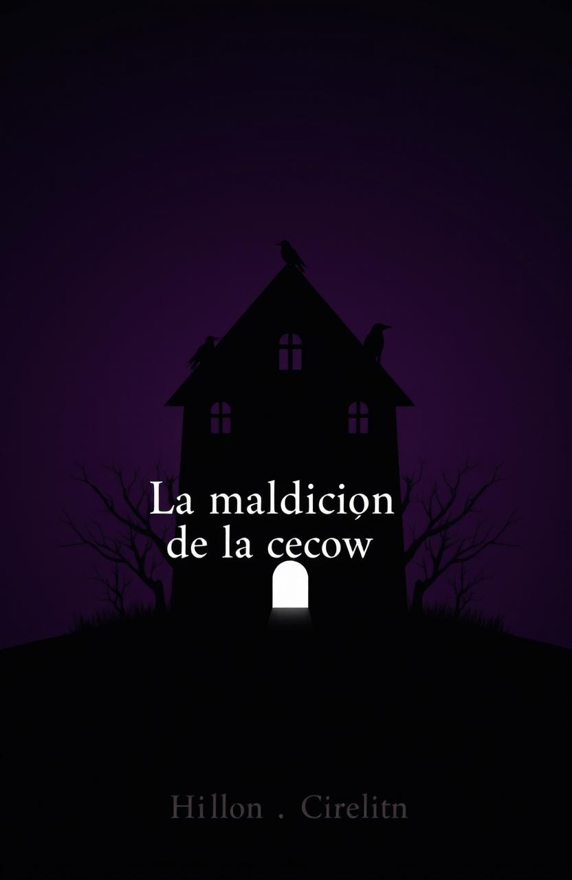 A minimalist book cover design for a horror novel titled 'La maldición de la casa Crow'