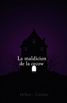 A minimalist book cover design for a horror novel titled 'La maldición de la casa Crow'