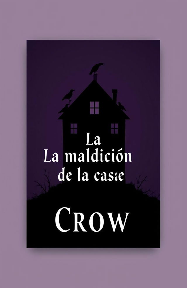 A minimalist book cover design for a horror novel titled 'La maldición de la casa Crow'