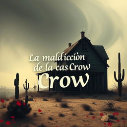 A minimalist and surreal book cover design for the horror novel titled 'La maldición de la casa Crow', set in a small Texas town