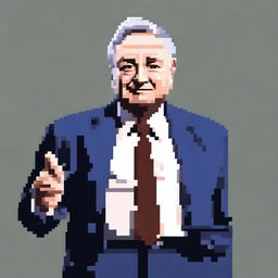 Generate a game-style pixel art, full body, single character of George Soros looking to the right