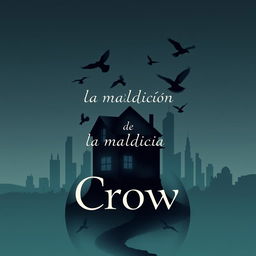 A minimalist and surreal book cover design for the horror novel titled 'La maldición de la casa Crow', set in a Texas city